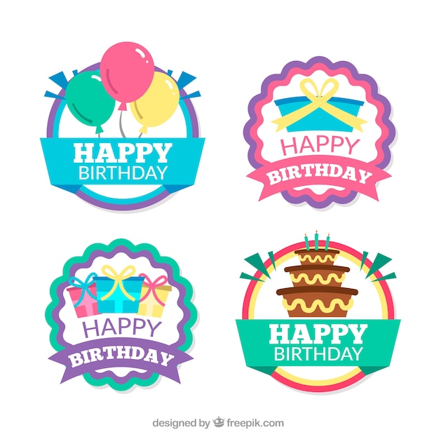 Download Pack de pegatinas vintage de cumpleaños | Vector Gratis