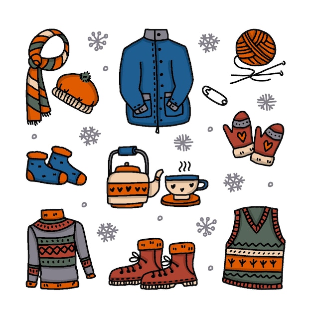 Pack de ropa de invierno diferente | Vector Gratis