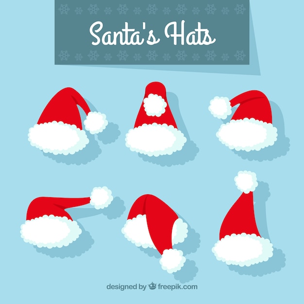 Pack de seis gorros de santa claus | Vector Gratis