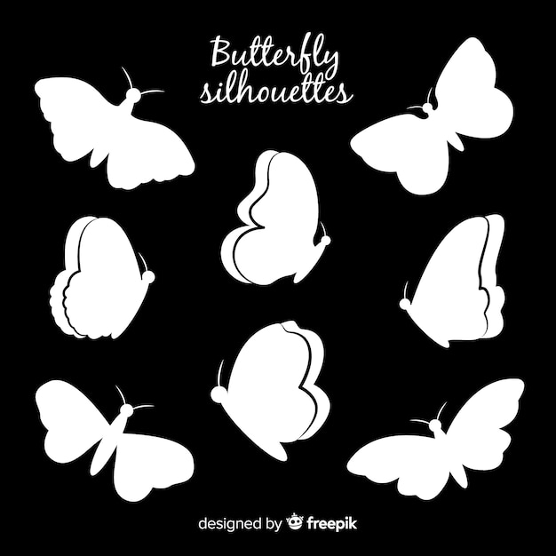 Pack siluetas de mariposas | Vector Gratis