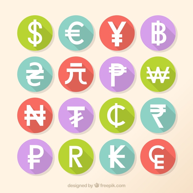 Pack De Simbolos De Monedas Vector Gratis