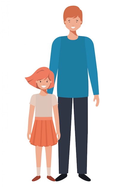 Download Padre e hija sonriendo personaje avatar | Vector Premium