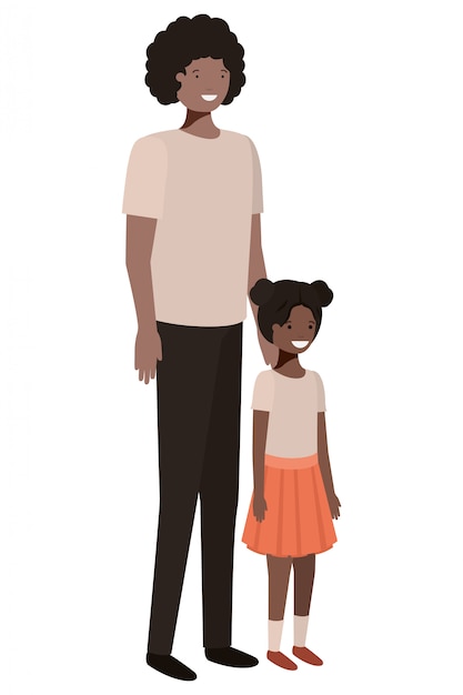 Padre e hija sonriendo personaje avatar | Vector Premium