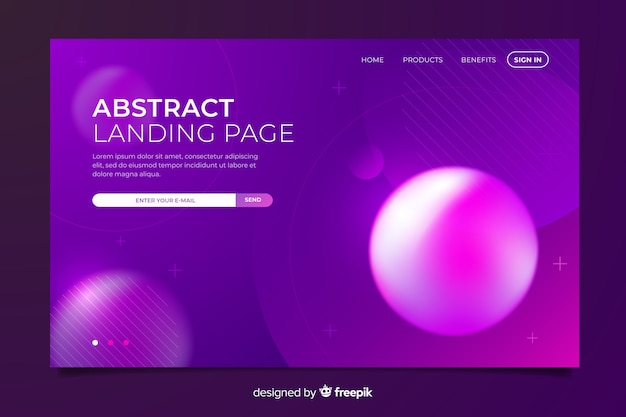Página de inicio abstracta creativa con elementos de memphis vector gratuito
