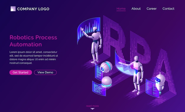 Página de inicio de automatización de procesos robótica vector gratuito