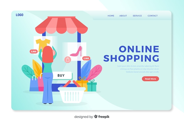 Página de inicio del concepto de compras en línea vector gratuito