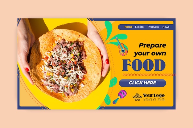 Pagina De Inicio De Deliciosa Comida Mexicana Vector Gratis