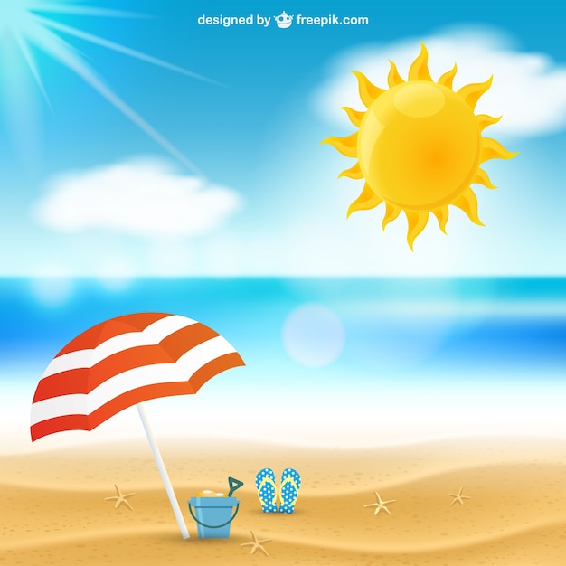 Paisaje Marino Del Verano Vector Gratis