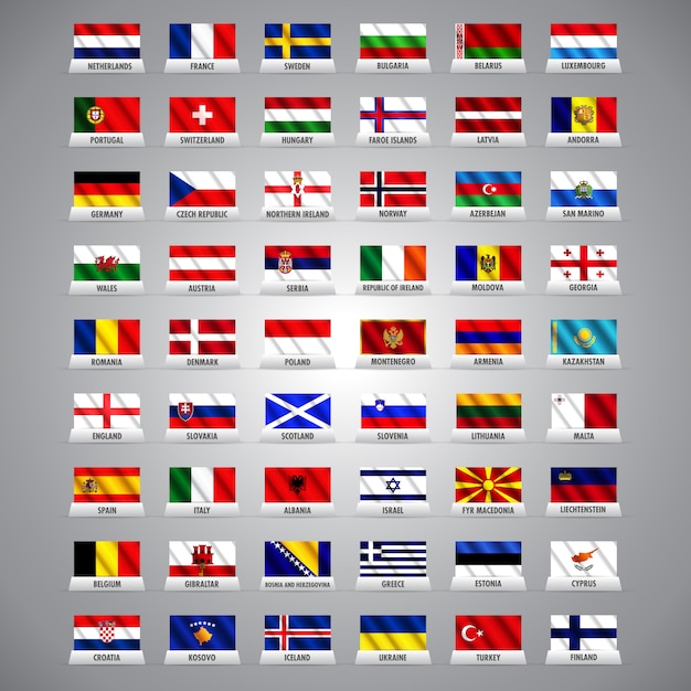 Países europeos y banderas de países | Descargar Vectores Premium