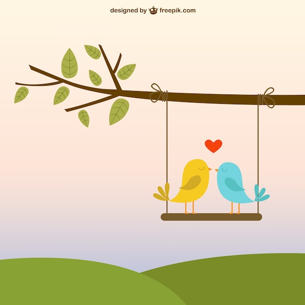 Pájaros enamorados | Vector Gratis