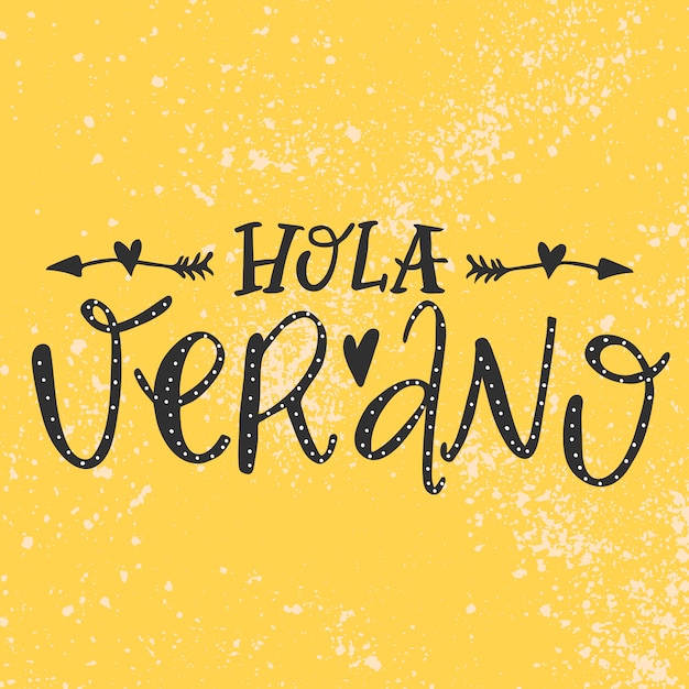 Palabras de hola verano en amarillo | Vector Premium