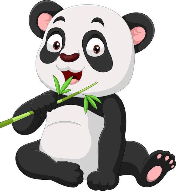 Panda Comendo Clipart De Brotos De Bambu Png Panda De Desenho Animado