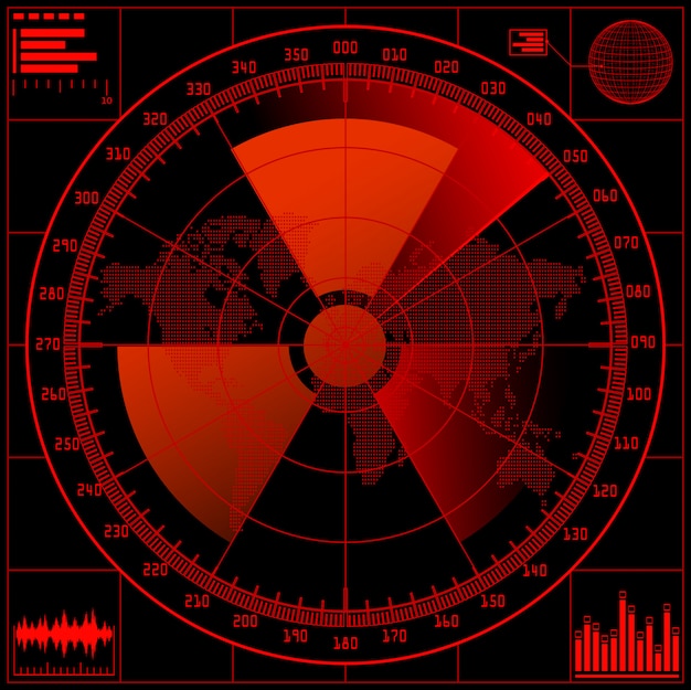 Pantalla de radar con señal radioactiva Vector Premium