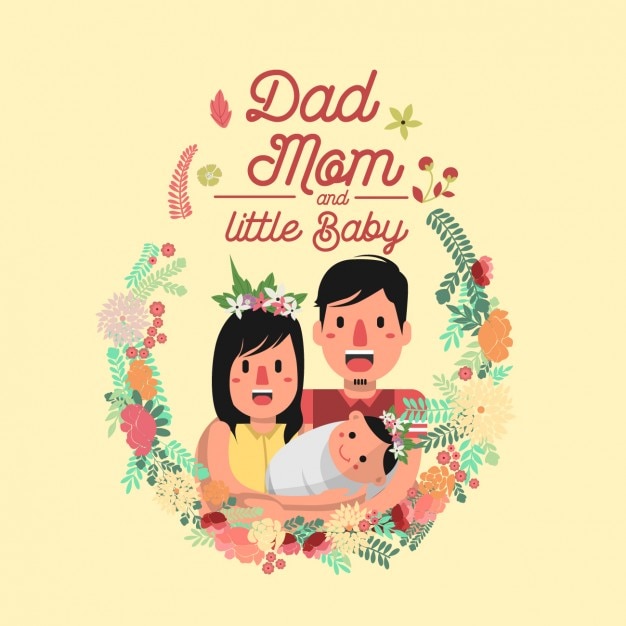 Papa Mama Y El Pequeno Bebe Vector Gratis
