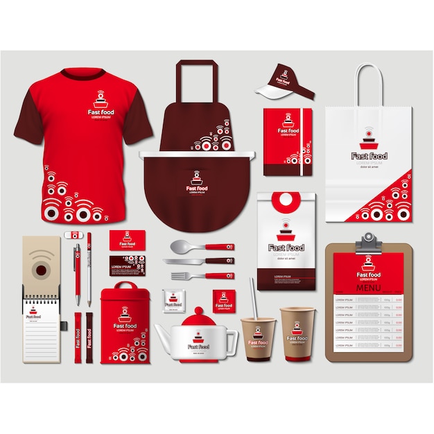 Download Papelería de cafetería con diseño rojo | Descargar ...