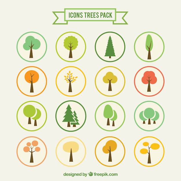 Paquete de iconos de árbol Vector Gratis