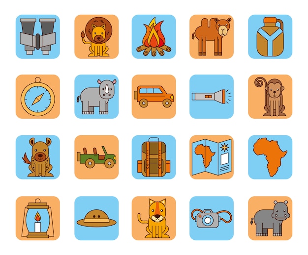 Paquete De Iconos De Safari Africano Vector Gratis 7694