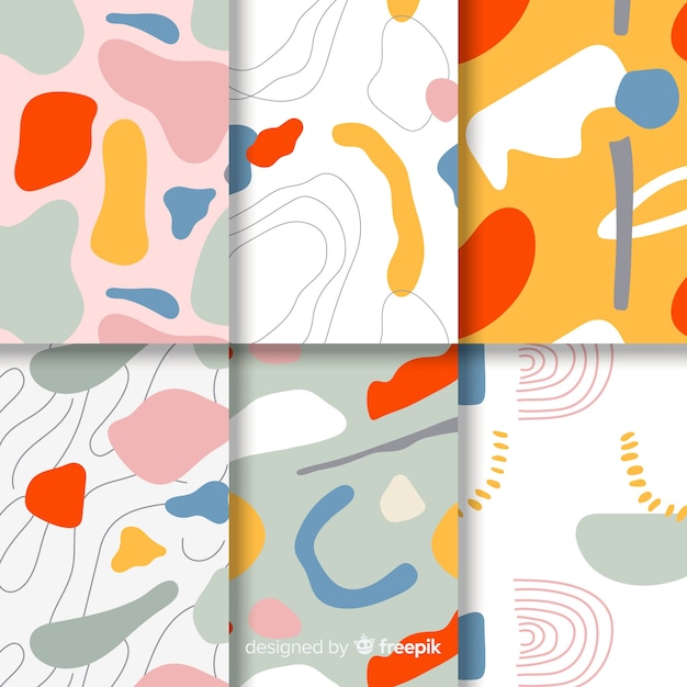Paquete de patrones abstractos dibujados a mano vector gratuito