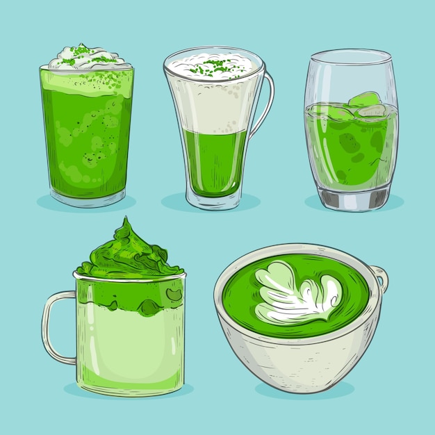 Paquete De Té Matcha Vector Gratis 3033