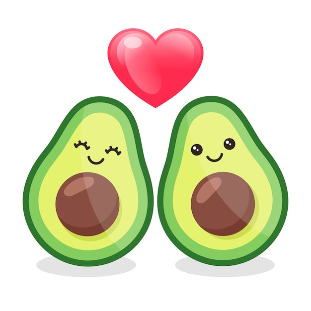 Pareja De Aguacate De Dibujos Animados Vector Premium