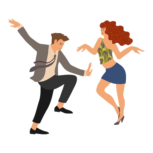 Pareja bailando un toque. la gente en el baile. vector lindo mano plana