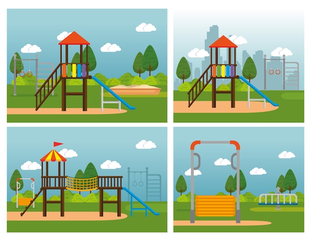 Parque Con Dise O De Ilustraci N De Vector De Escena De Zona Infantil