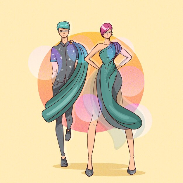 Pasarela De Desfile De Moda Dibujada A Mano Vector Gratis