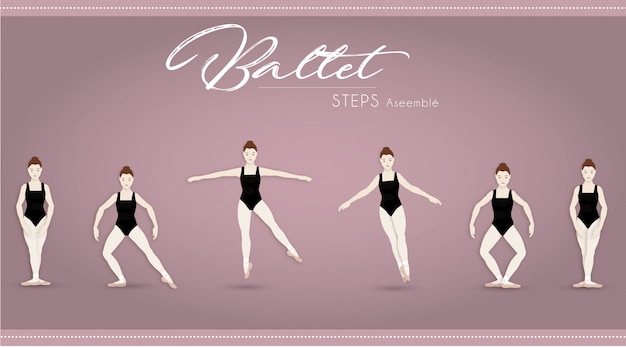 Pasos De Ballet Ensamblar Vector Premium