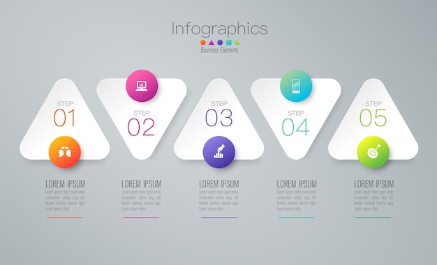 Pasos elementos de infografía empresarial para la presentación Vector