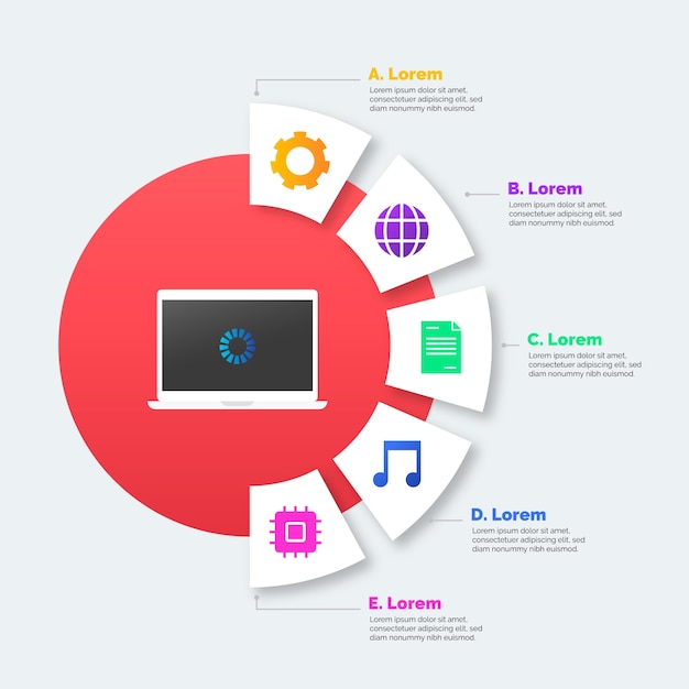 Pasos de infografía gradiente vector gratuito