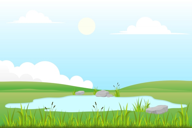 Pastizales en la naturaleza Vector Premium