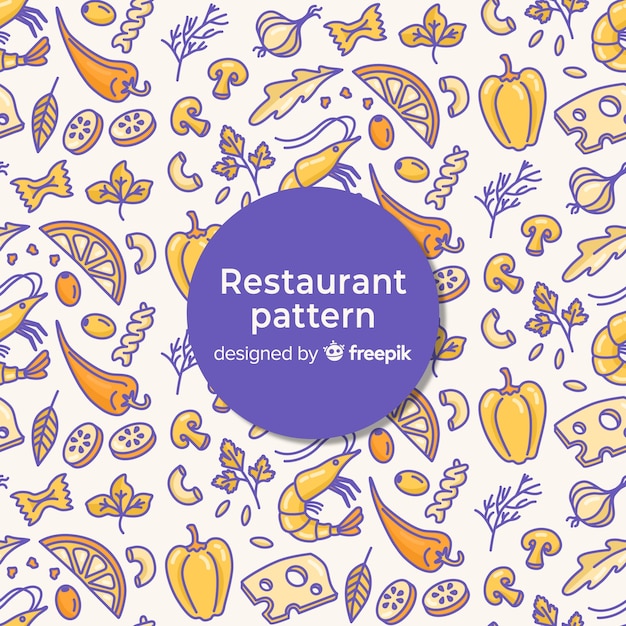 Patrón Adorable De Restaurante Dibujado A Mano | Vector Gratis