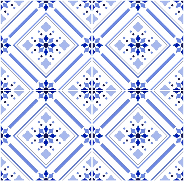 Patr N De Azulejo De Talavera Vector Premium