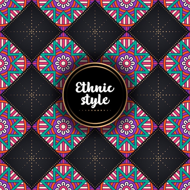 Patrón étnico ornamental de lujo vector gratuito