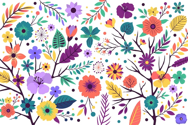 Patrón floral de fondo con flores exóticas brillantes vector gratuito