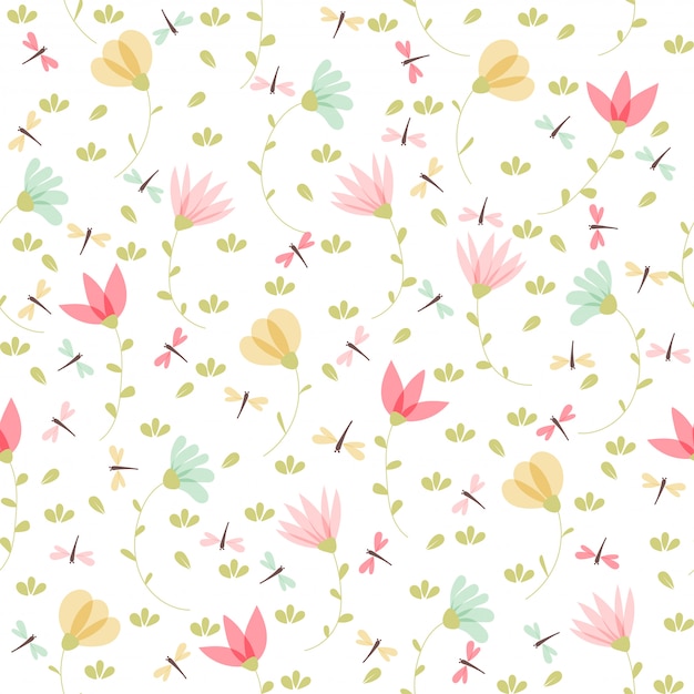 Patrón floral vector en estilo doodle | Descargar Vectores Premium