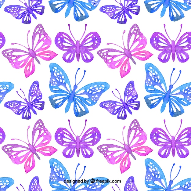 Patrón De Mariposas Decorativas De Acuarela Vector Gratis