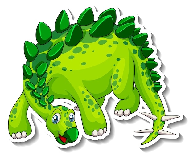 Pegatina Personaje De Dibujos Animados De Dinosaurio Estegosaurio