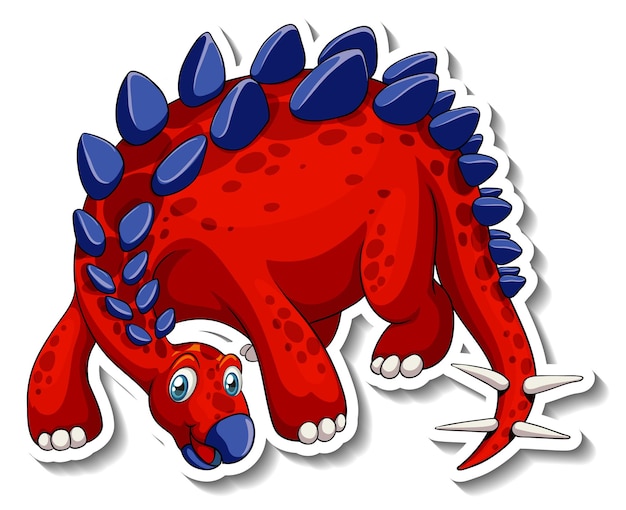 Pegatina Personaje De Dibujos Animados De Dinosaurio Estegosaurio Vector Gratis 