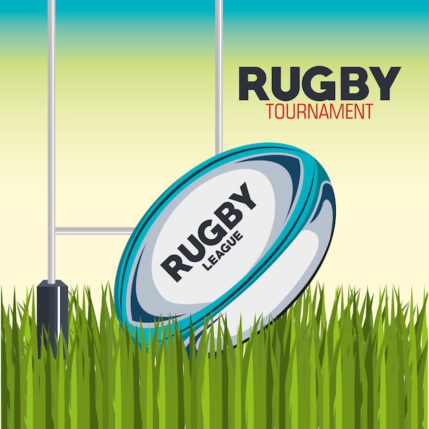 Pelota De Rugby Con Diseño De Campo Y Poste De Gol Vector Premium 2035