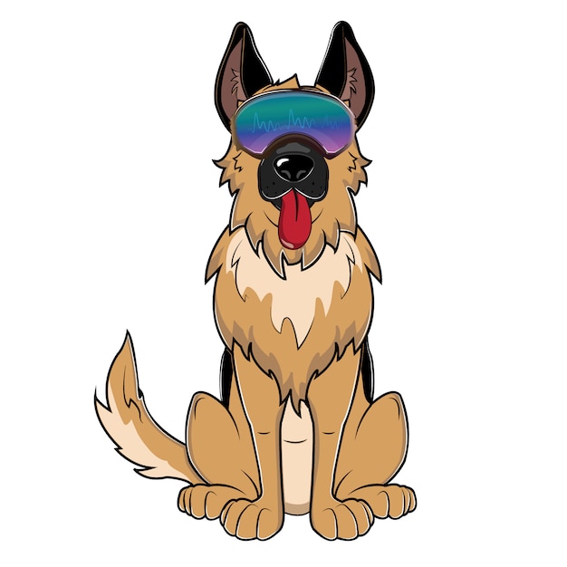 Perro lindo con gafas de visera | Vector Premium