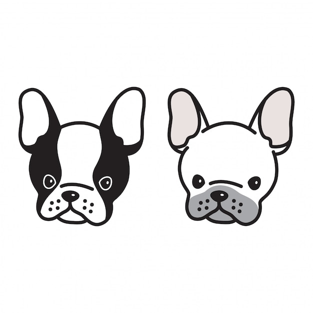 Perro Vector Bulldog Frances Cara Dibujos Animados Vector Premium