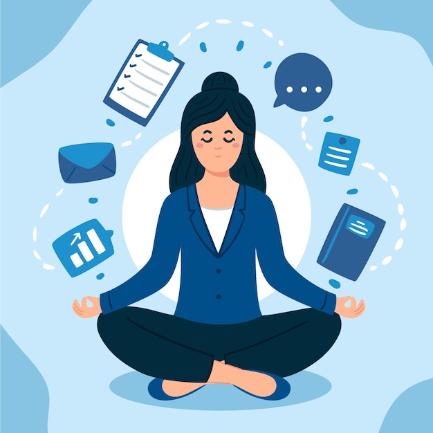 Persona De Negocios De Diseño Plano Meditando Vector Gratis 