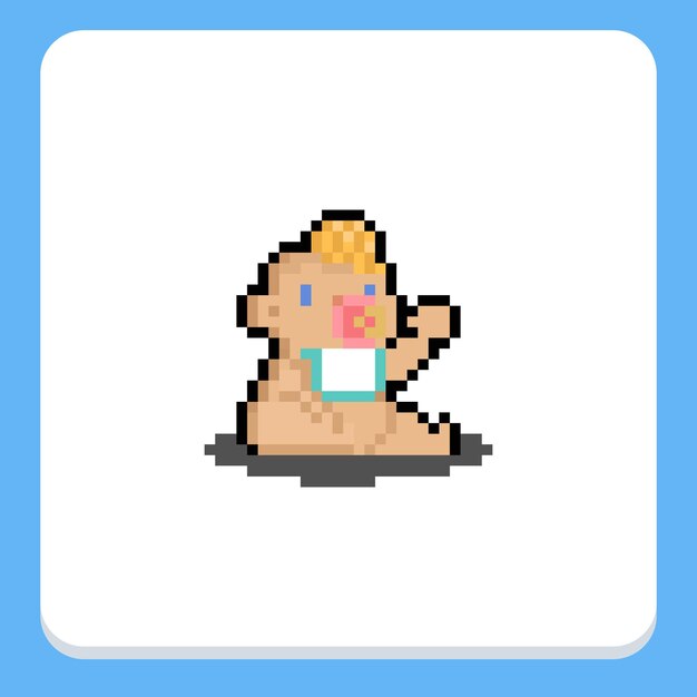 Personaje De Bebe De Dibujos Animados De Pixel Art Vector Premium