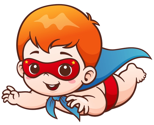 Personaje De Dibujos Animados Bebe Super Heroe Cosplay Vector Premium