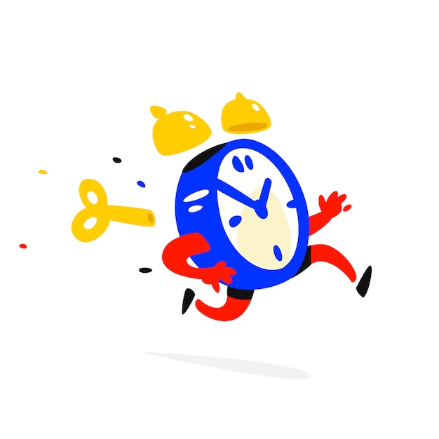 Personaje de dibujos animados corriendo reloj despertador | Vector Premium