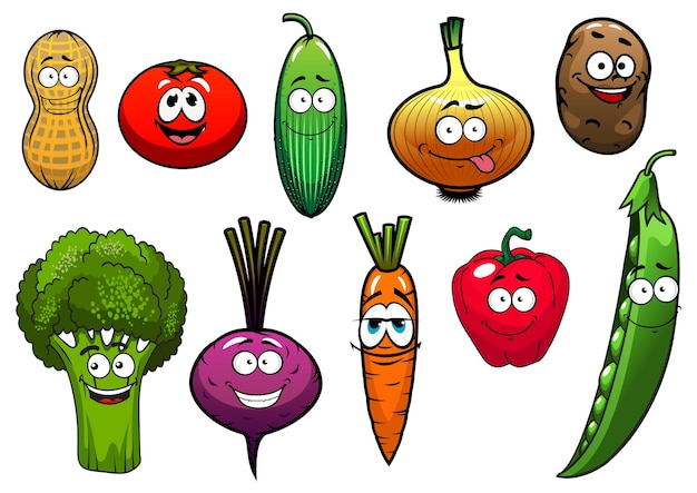 Personajes De Dibujos Animados De Verduras Vector Premium 3356