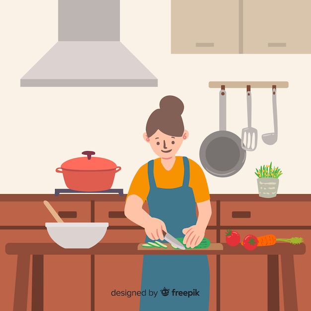 Personas cocinando en la cocina | Vector Gratis