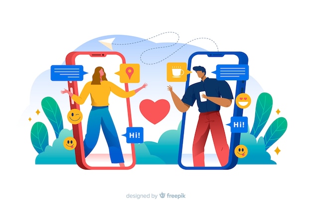 Personas que se conectan a través de la ilustración del concepto de aplicación de citas vector gratuito