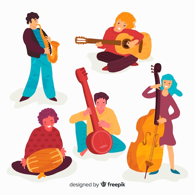 Personas tocando instrumentos musicales | Vector Gratis